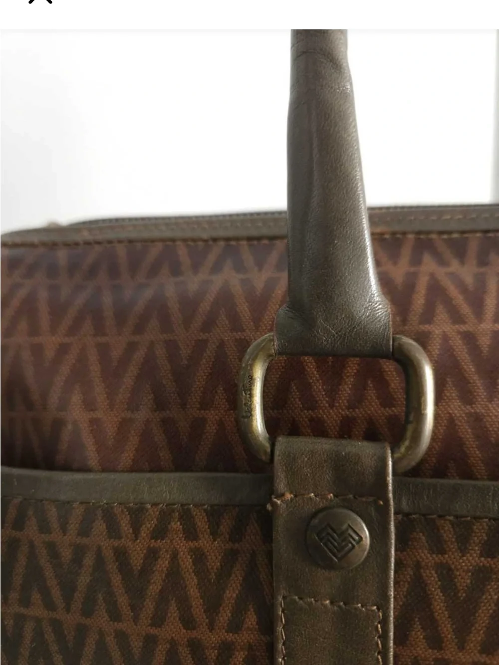 Valentino Brown Patterned Men's Tote Bag with Dual Handles